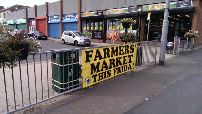 Farmers Market held on Bell Street, Wigston 9 till 4 every first Friday of the month. Plenty of free parking in the town.
