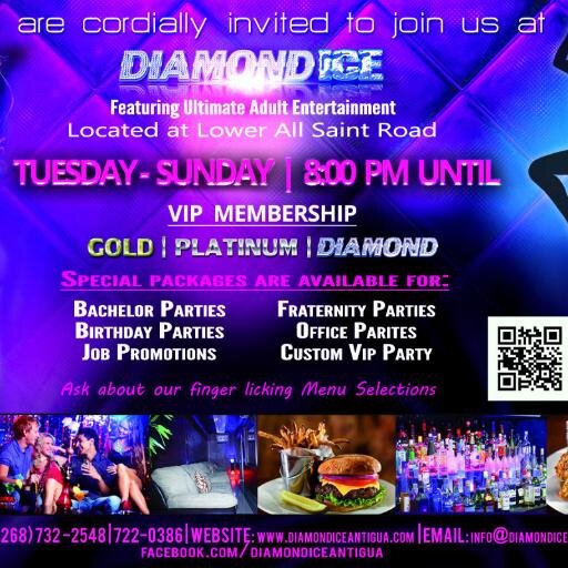 Diamond Ice – Gentlemen Club Bar and Restaurant located at Lower All Saint Road in the beautiful Caribbean Island of Antigua; offering Deluxe Amenities