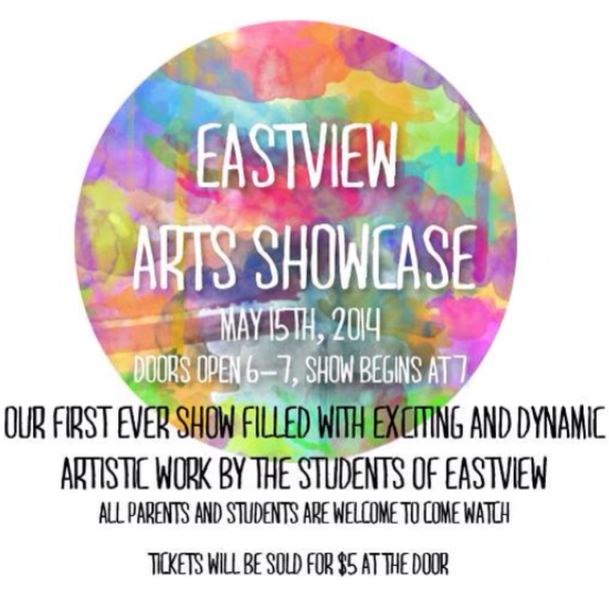 Eastview's first arts showcase displaying original student work including music, art, poetry, improv, and much more. 

essartshowcase@gmail.com