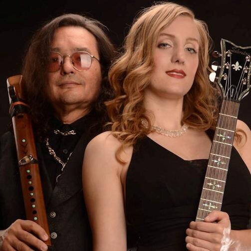 Native American Music Awards nominee Kevin Village-Stone (Native flutes, keys, basses) & Lindy Day (classical, acoustic, elec guitars, sax)