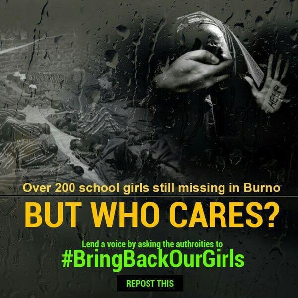 #bringbackourgirls Wear green every Friday until each girl is accounted for! We cannot forget these sisters and daughters.