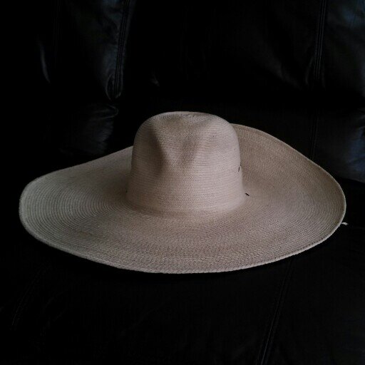 Wears a hat.