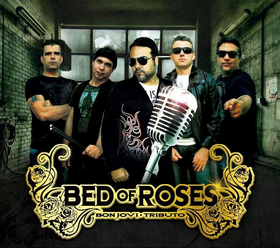 A BED OF ROSES - BON JOVI TRIBUTO é FÁBIO GUIMARÃES (voz, violão), ALEX SALENTI (guitarra), EDU CARDI (baixo), CARLOS HENRIQUE (bateria) e DIEGO (teclado).