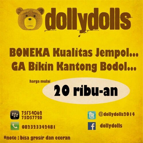 sedia berbagai macam boneka dengan harga murah * bisa grosir, eceran, dan pesan antar * bb : 75F34C62 / 75d57720 * hp : 082323342481