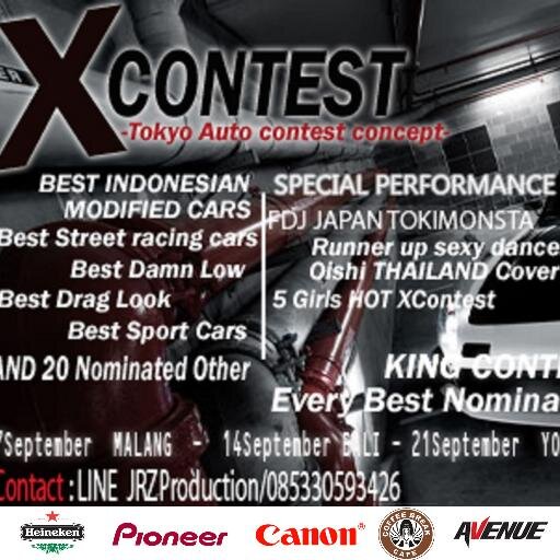XContest2014's profile picture. Official account resmi X Contest 2014 (baru) halaman sebelumnya (JRzproduction)
Contact : Line Jrzproduction Hp ;0853330593426