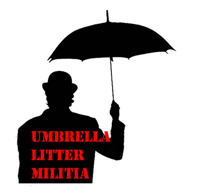Umbrella Litter Militia. Wallies 4 Brollies. Wear a hood. http://t.co/Ht7YZZd9ey