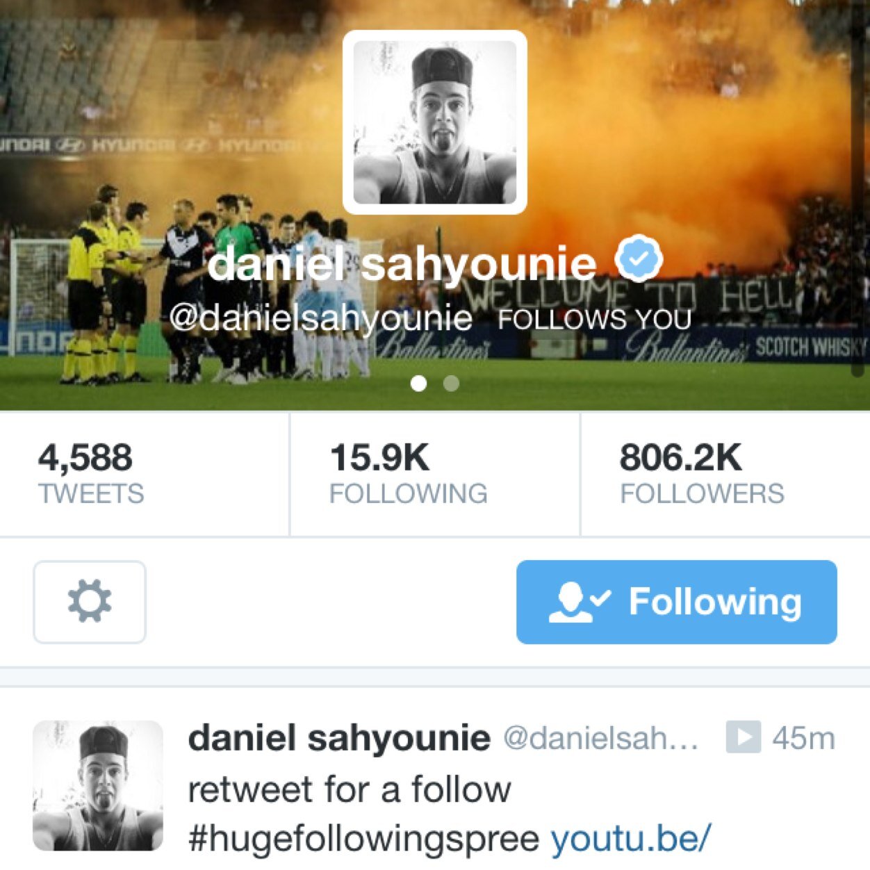 Remember when @danielsahyounie followed you 
FOLLOW @bradsdoublechin and @bitemytonguecon INSTEAD PLS