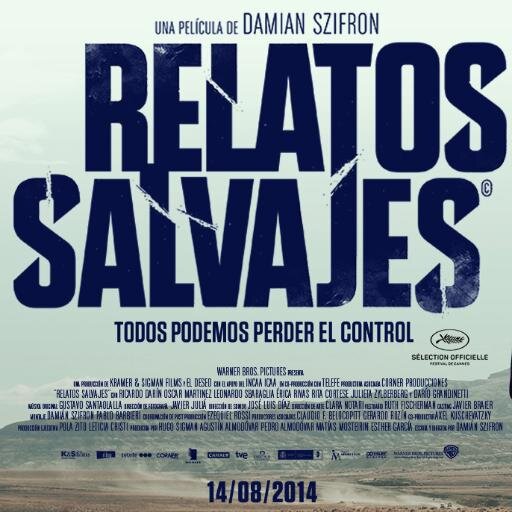 Relatos salvajes, una película de Damián Szifron. Seis historias independientes que combinan suspenso, humor y violencia. 
Estreno 14 de agosto de 2014