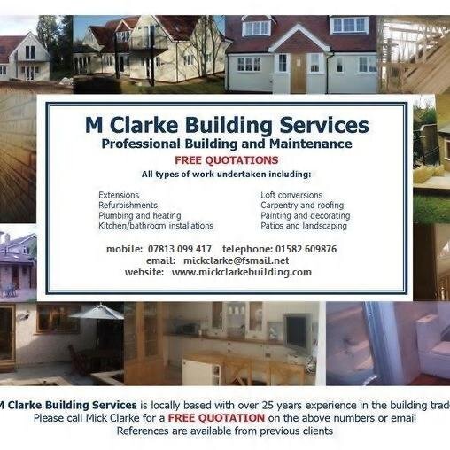 FREE Quotations
Dunstable based builder with over 25 years experience in all aspects of the building trade. Tel: 07813 099417