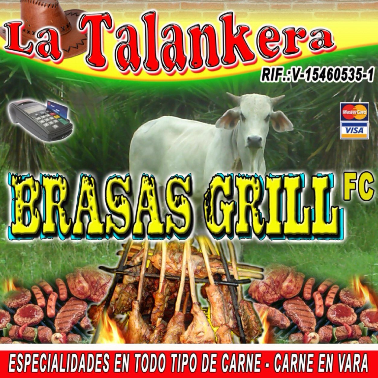 Restaurante al mejor estillo llanero, parrilla, carne en vara y birras!