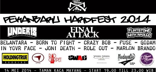 OFFICIAL PAGE FOR PEKANBARU HARDCORE FESTIVAL 2014 WITH GREAT LINE UP @FinalAttackJHC @Under18BCHC AND MANY GOOD LOCAL BANDS..MAY 14th AT TAMAN KACA MAYANG PKU