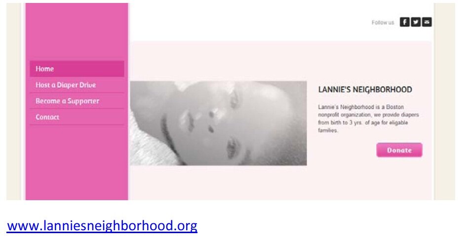 Lannie’s Neighborhood Diaper Bank (LNDB) is a nonprofit 501(c)(3) organization serving several of Boston’s lower-income communities.