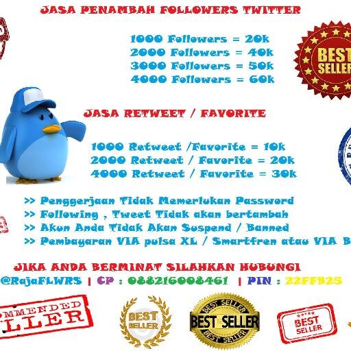 Suka Bagi-Bagi followers | Jasa Penambah followers | Retweet | Favorite | CP : 088216008461 | 322FFB25 « Fast respone Tanya² dulu boleh , senantiasa dibalas
