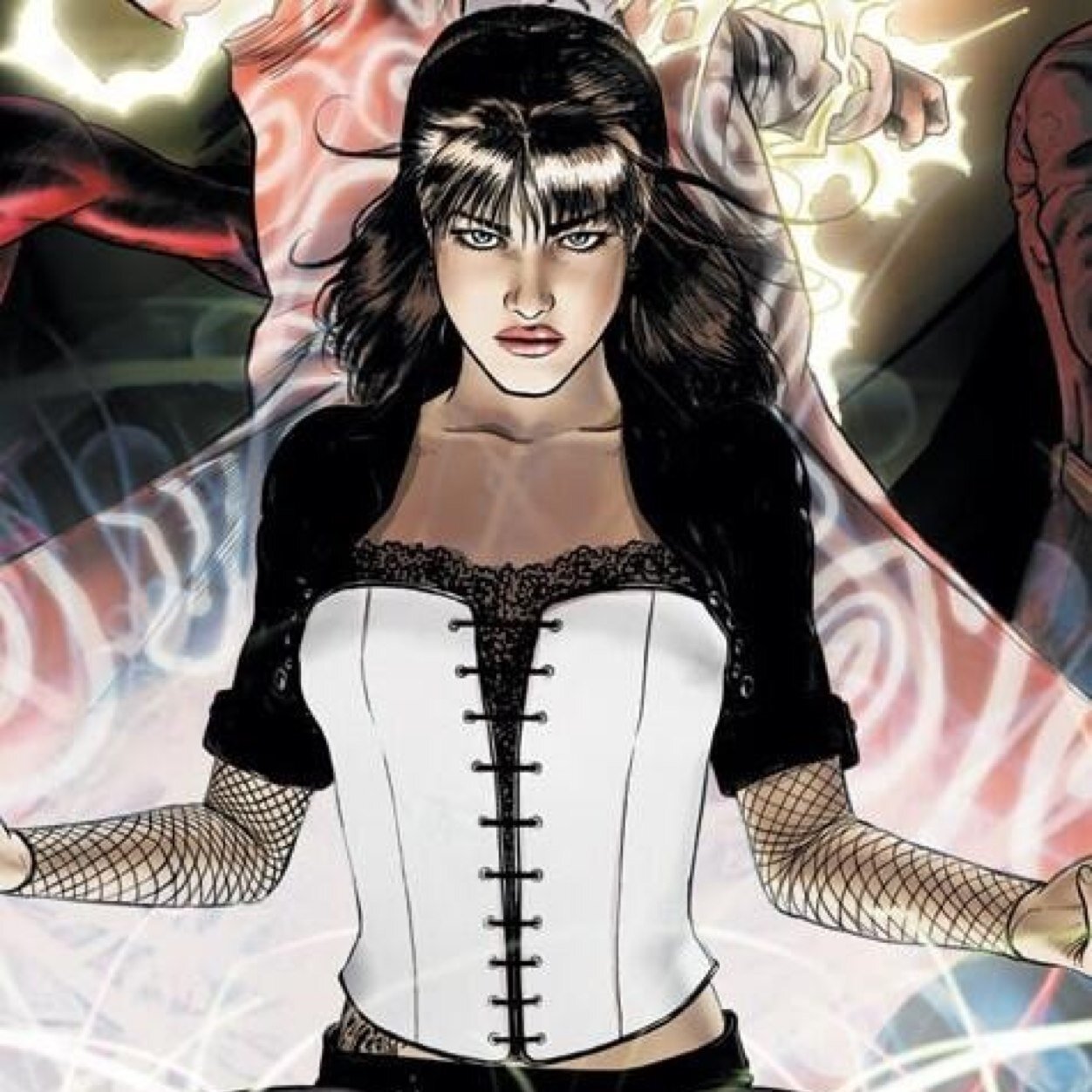 Magic a girls best friend

 #JLD #UnholyTrinity 
Trying to stop Constantine's smoking habit...