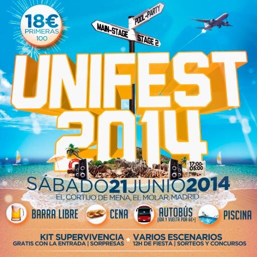 ¡Somos la fiesta universitaria más loca y distinta del momento! Finca privada con piscina, barra libre, bus, varios escenarios con 20.000W y mucho cachondeo!