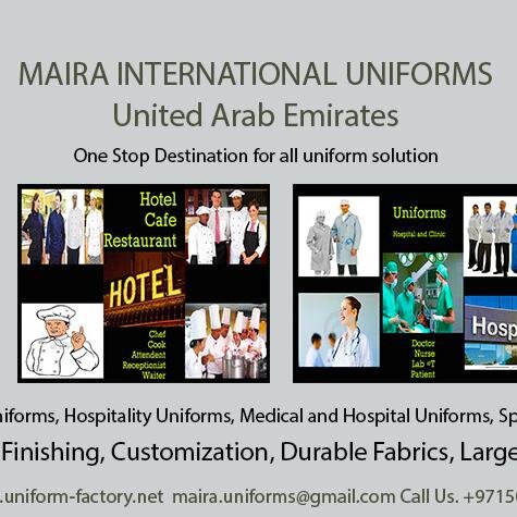 Uniform Factory, Supplier and Whole Seller in Ajman, Sharjah, Dubai - UAE
unmatched manufacturer and exporter of School Uniforms, Industrial Uniforms, Hospital
