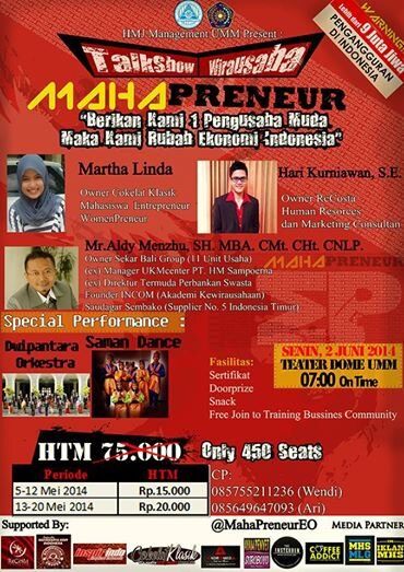 Talk Show Kewirausahaan MahaPreneur HMJ Manajemen UMM