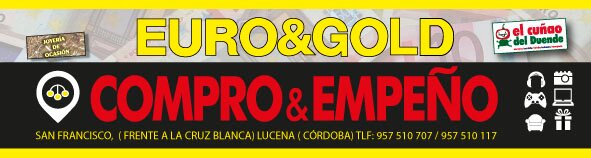 Euro&GoldCompro&Empeño, nueva empresa en Lucena (Córdoba), dedicada a la compra y venta de artículos nuevos y usados. Nos encontramos en C/ San Francisco 13