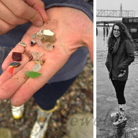 Megan Sandover-Sly. I make jewelry with sea glass & beach oddities & live on a farm near Victoria, B.C. Ryerson film studies grad. Find us at: 556 Pandora Ave.