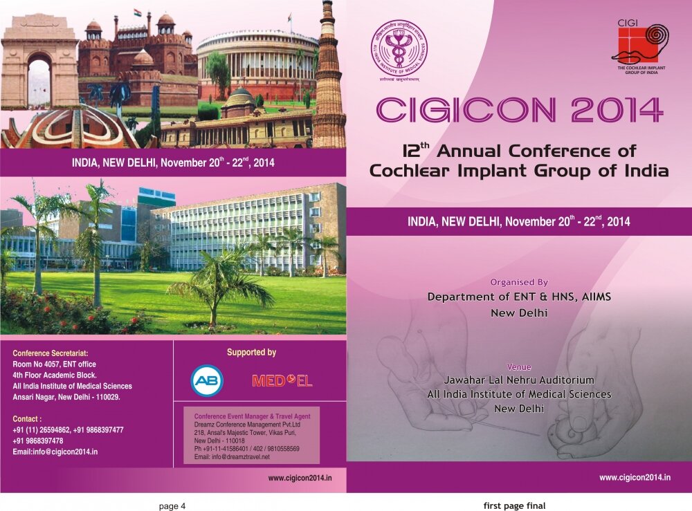 We at the Dept of ENT,AIIMS NEW DELHI feel immense pleasure in informing our comrades that we are organising CIGICON in Nov 20 -22, 2014