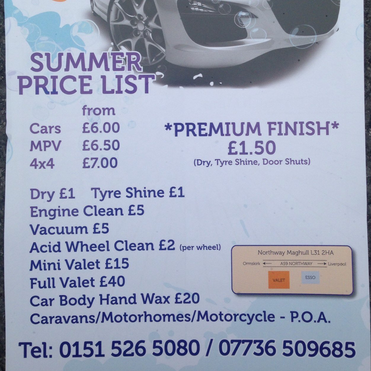 Maghull's only car valeting centre, offering all your valeting needs. appointments not needed.
0151 526 5080