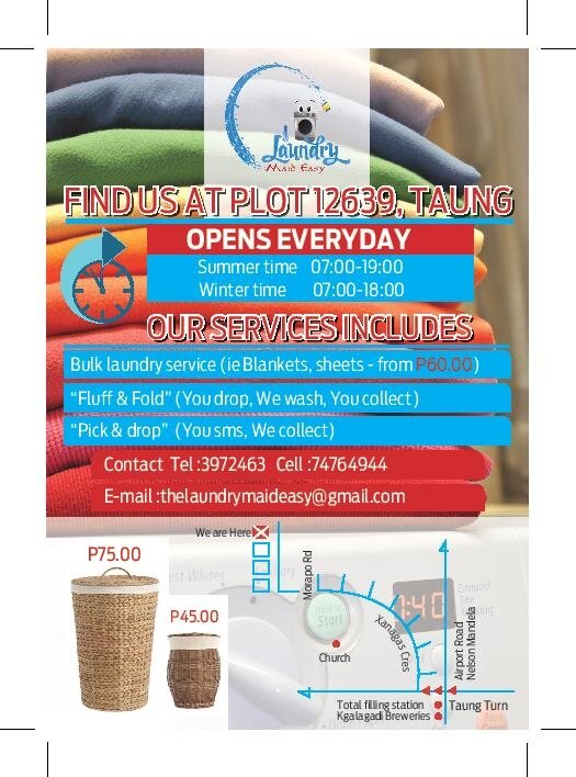 TheLaundryMaid's profile picture. Laundry Services in Gaborone. All kinds of laundry, Uniforms, Football Kits, Blankets, Sheets etc.We offer FREE Pick and Drop Services