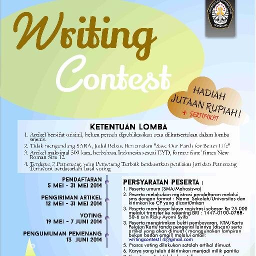 Writing_HMF2014's profile picture. Syarat dan ketentuan di favorites | Pendaftaran ketik nama_SMA/MAHASISWA_cp kirim ke Yuyu ( 085780218890) atau Adis (085716019949)