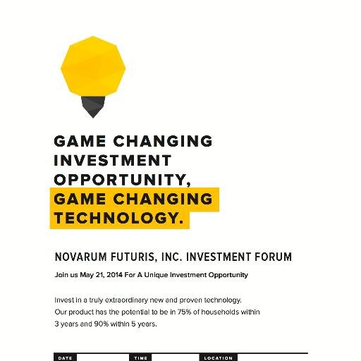 Novarum Futuris is a leading edge technology firm based in Palo Alto. We will be holding an Investment Forum On Wednesday, May 21 2014. Join us!