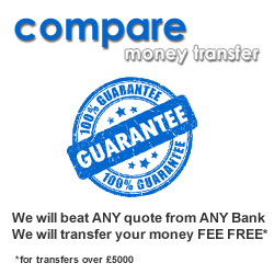 Compare Money Transfer can get you a minimum of 5% more currency by not using your bank. Currency Providers listed offer to beat your bank guaranteed over 5k