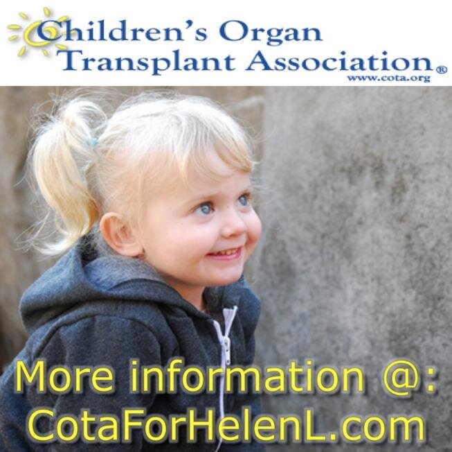 Helen Lynn is a toddler who suffers from end stage renal failure. COTA for Helen L is raising funds for transplant related expenses.