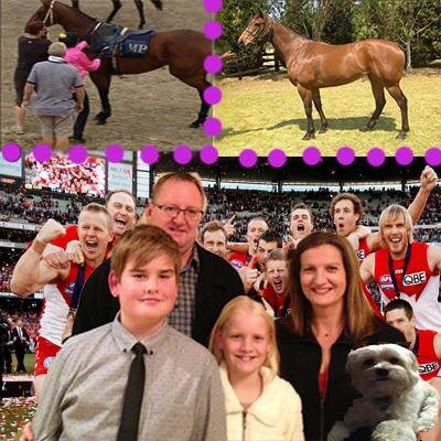 hubby to sonia and dad to dj and caitie (&cuddie), like racing & footy - life long swan, part time breeder and owner of a few