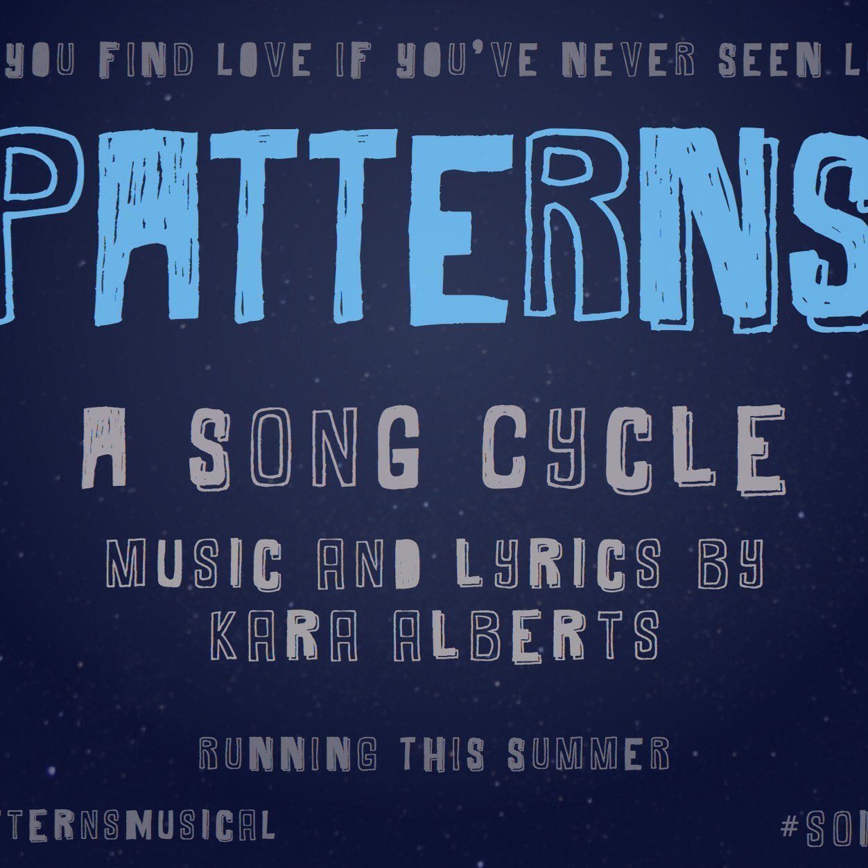 A New Song Cycle. Music and Lyrics @karaalberts. Previous performances at the Landor Theatre, the Leicester Square Theatre, The Star Inn and The Bedford.