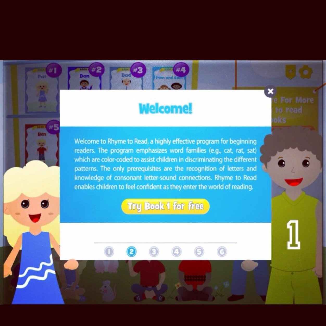 Rhyme to Read is an educational app for iPads. It is a 20 book, learn to read program that ensures a successful entry into reading for young children