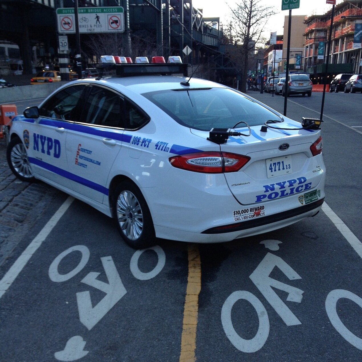 I live in NYC and I bike a decent amount.  I post pictures of police vehicles parked in bike lanes.  User submissions welcome: copsinbikelanes@gmail.com