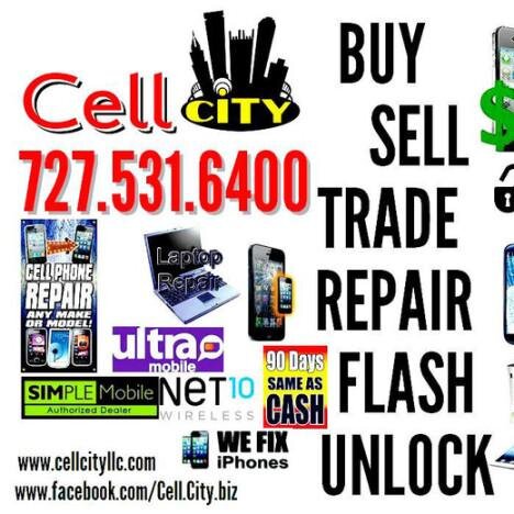 Cell_City_LLC's profile picture. We REPAIR, BUY, SELL, TRADE, FLASH, & UNLOCK! (727) 531-6400 Mon-Sat 10am-7pm Come Visit Us 1482 S. Belcher Rd. Clearwater Fl 33764