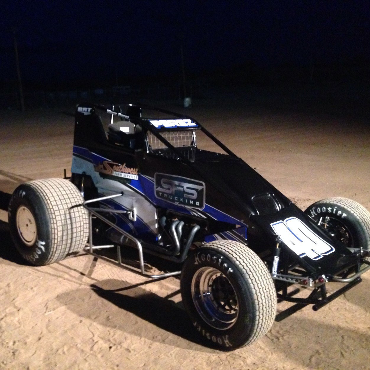 Driver of the Southwest Farm Services, SFS Trucking Inc. #40 non wing sprint car.