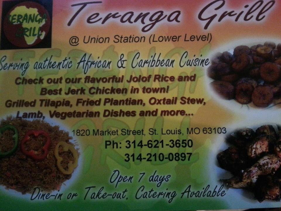 We are a full service African & Caribbean Cuisine Restaurant in the fabulous re-invented Union Station, downtown St. Louis. We are open daily Sun thru Sat.