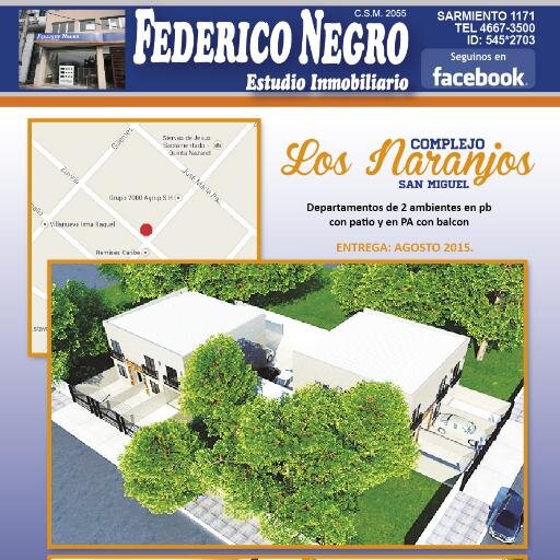 FNinmobiliaria's profile picture. Federico Negro Estudio Inmobiliario
4667-3500    4451-4070