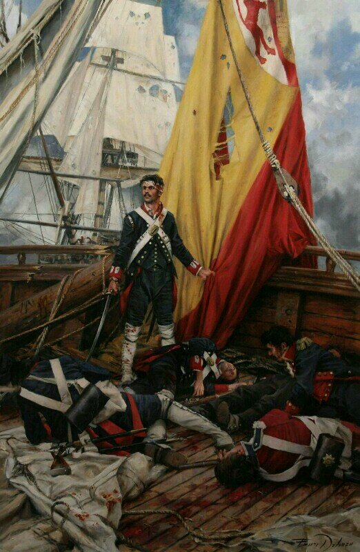 Y el que en nombre de mi patria empaña y al enemigo amor tributa, ese no es un hijo de España, ese es un hijo de..
