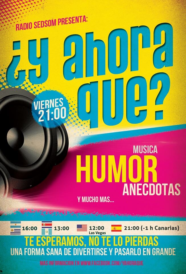 Programa juvenil en RadioSedsom algo de humor y un mensaje positivo cada vez que te preguntas Y Ahora Qué? Link: Sedsom.http://t.co/NVx2QkRnKr