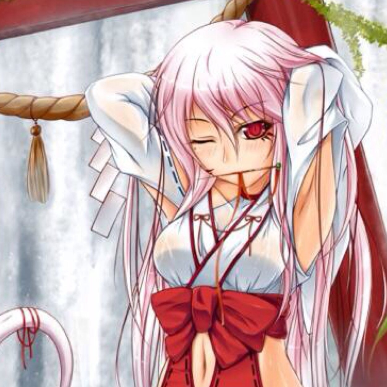 I am Mizuhebi, a shrine maiden who has devoted herself to protecting and worshiping the divine Ryu. D-Dont run near the shrine!! [Monstergirl OC]