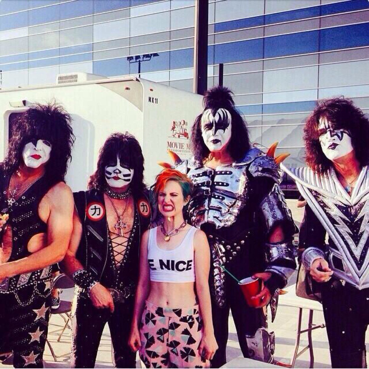 The band Black Veil Brides with a young fan