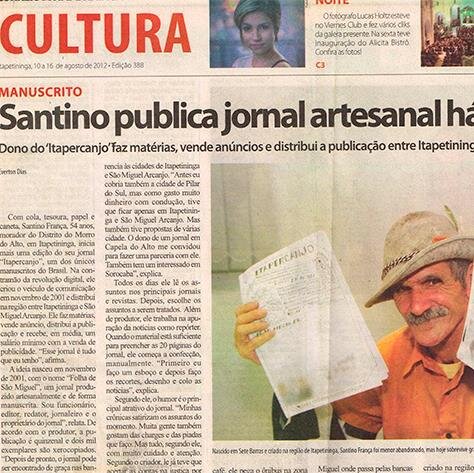 Agora você pode ler On-Line o Jornal Itapercanjo o Único Jornal Manuscrito do Brasil acesse http://t.co/JwYpLcirdJ