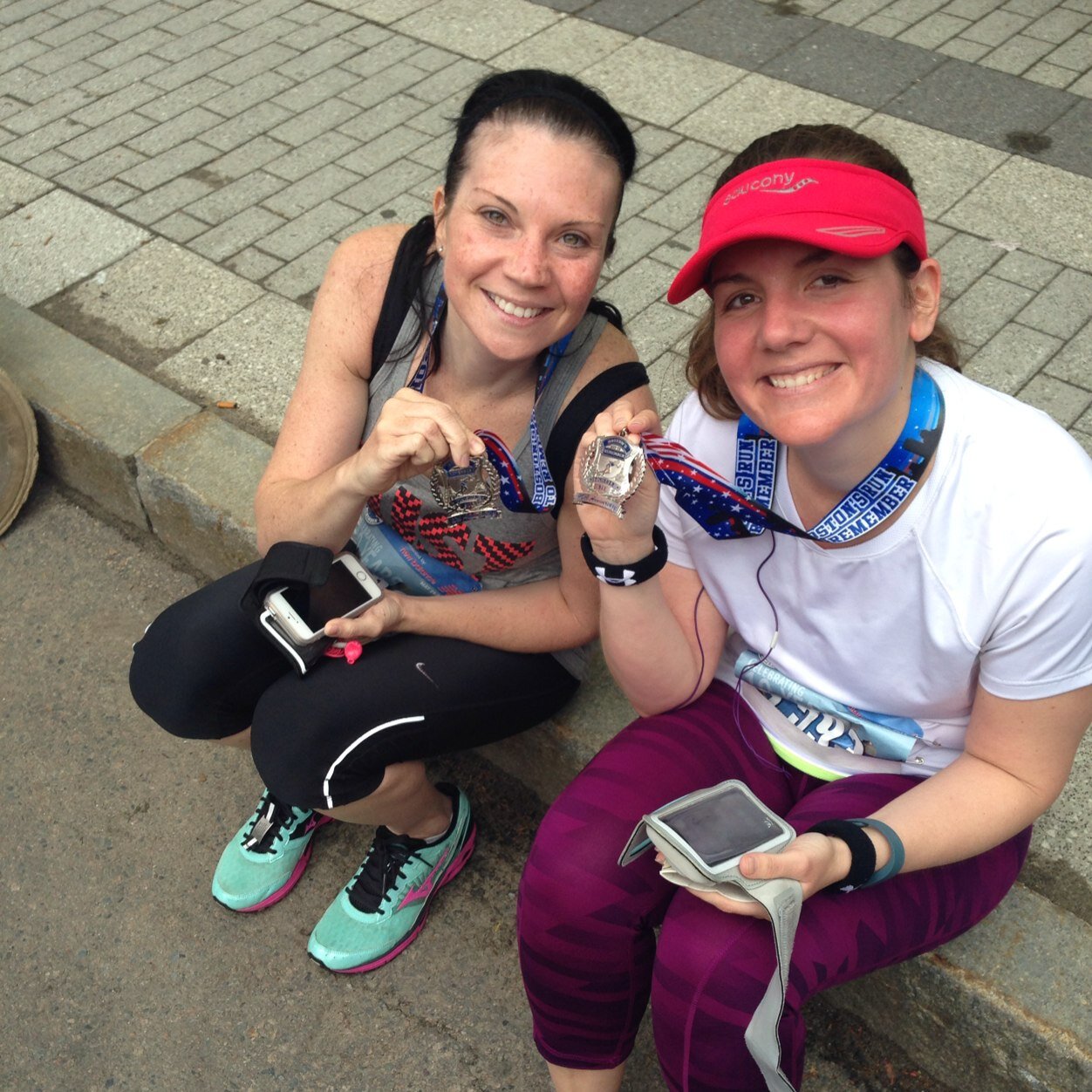 Lara (C25k grad, 13.1, 26.2) & Kerry (2x Boston 26.2) BFFs, moms, runners. We may be a little wound up #sweatpink #fitfluential 2017 #ZOOMA #nuun ambassadors