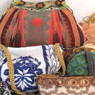 The Ave Bag is one of our personal Favorites! It is Made with a vintage beach towel, vintage wall hanging (the giant kind that had wildlife as the main scene)
