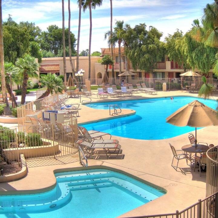 The Dobson Ranch Inn and Suites are located on 10 beautifully landscaped acres with a large pool and two Jacuzzi's!