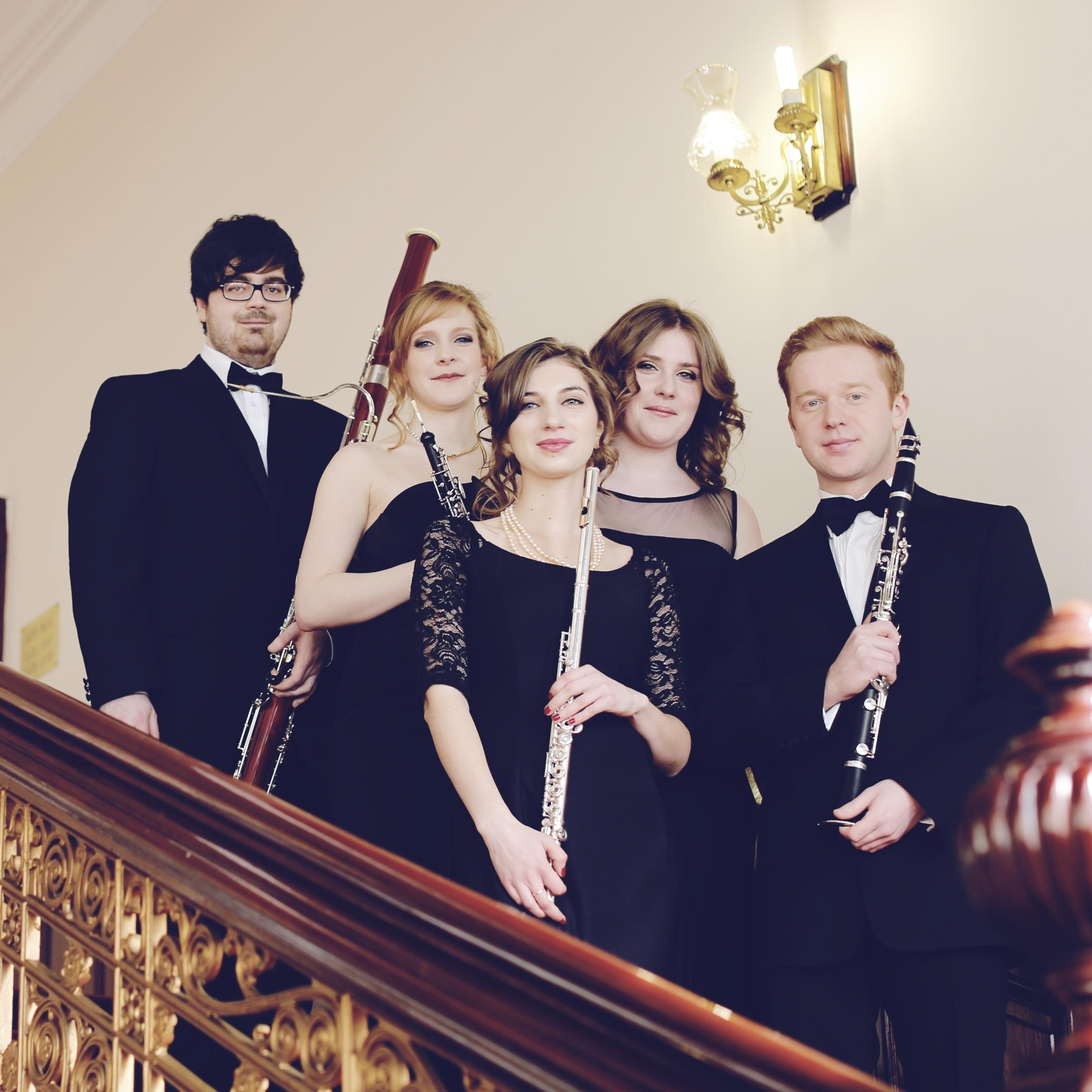 Athenaeumwinds's profile picture. Aleksandra Henszel - Flute, Siobhan Parker - Oboe, Ross Montgomery - Clarinet, Chris McShane - Bassoon and Jenna Sloane - Horn.