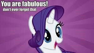 Hello everypony! I am rarity. ponyville's exclusive fashionista. I am the most generous pony in all of ponyville.