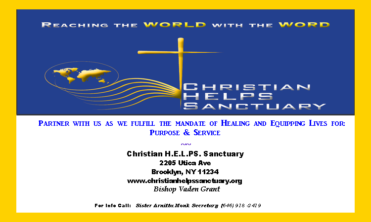 The Christian H.E.L.P.S. Sanctuary was born out of a desire to minister to the whole man. Bishop Dr. Vaden Grant