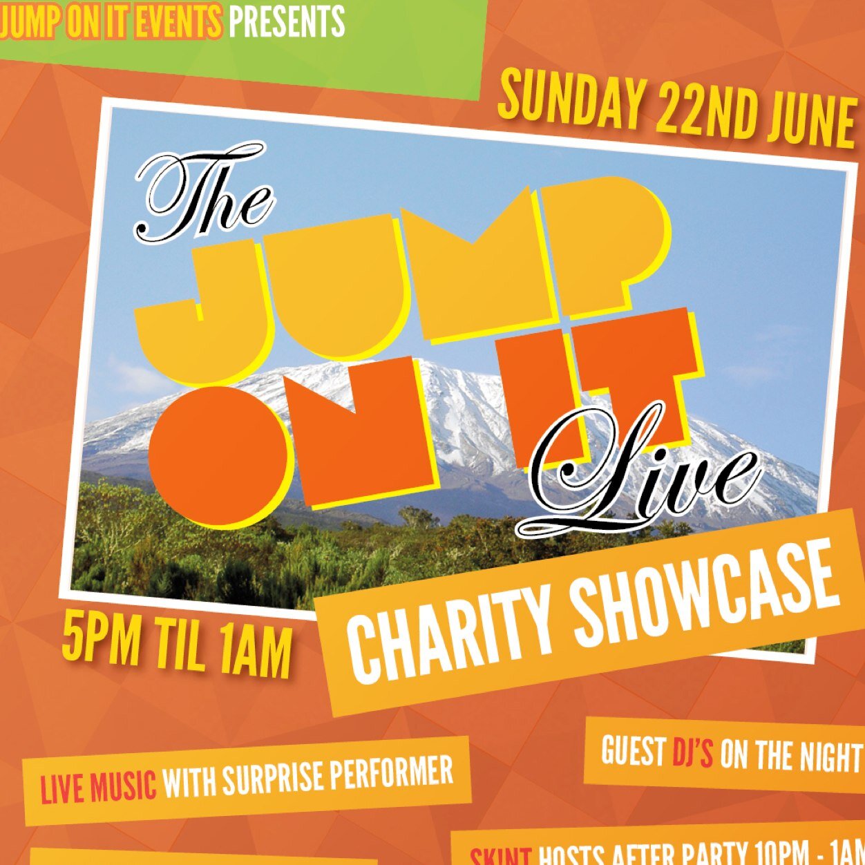 JumpOnItEvents is a non profit organisation to help bring communities together through Music, Art, Fashion & Photography. 
#JumpOnIt